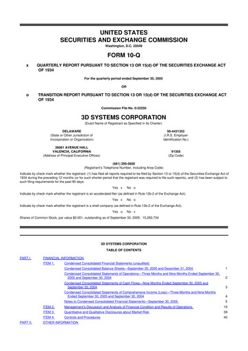 Thumbnail 3D Systems 10-Q Quarterly Report FY 