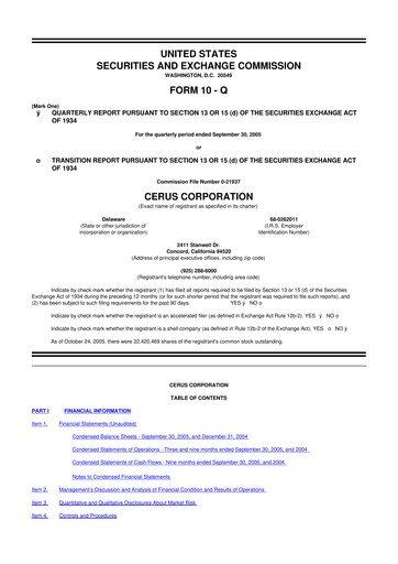 Thumbnail Cerus Corporation 10-Q Quarterly Report FY 