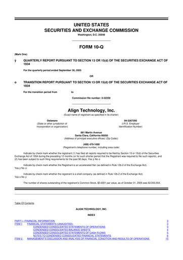 Miniature Align Technology
 10-Q Rapport trimestriel  