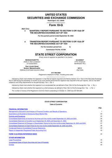 Thumbnail State Street Corporation
 10-Q Quarterly Report FY 