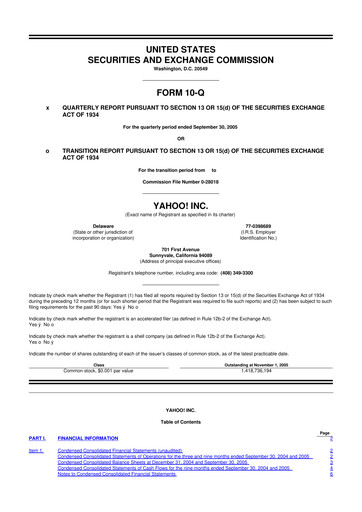 Thumbnail Yahoo Inc. 10-Q Quarterly Report FY 