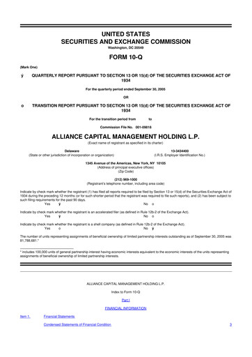 Thumbnail AllianceBernstein 10-Q Quarterly Report FY 