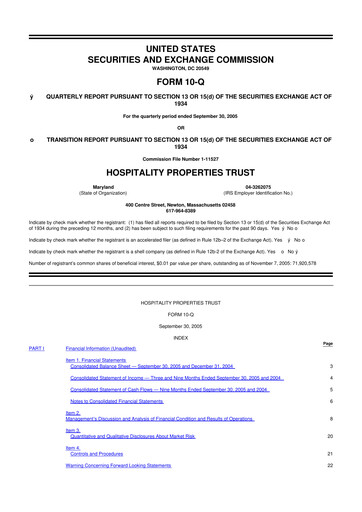 Thumbnail Service Properties Trust 10-Q Quarterly Report FY 