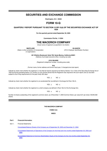 Thumbnail Macerich 10-Q Quarterly Report FY 