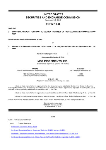 Thumbnail MGP Ingredients 10-Q Quarterly Report FY 