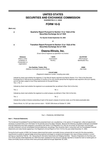 Thumbnail O-I Glass
 10-Q Quarterly Report FY 
