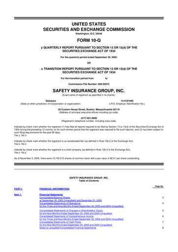 Miniature Safety Insurance
 10-Q Rapport trimestriel  