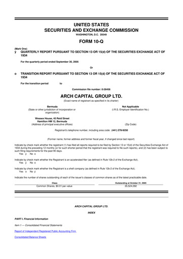 Vorschaubild Arch Capital 10-Q Quartalsbericht  