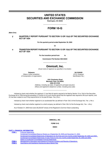 Thumbnail Omnicell
 10-Q Quarterly Report FY 