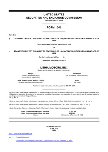 Vorschaubild Lithia Motors 10-Q Quartalsbericht  