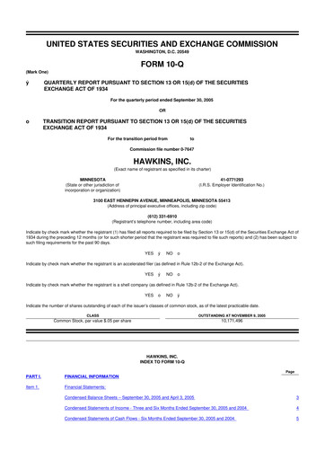 Thumbnail Hawkins 10-Q Quarterly Report FY 