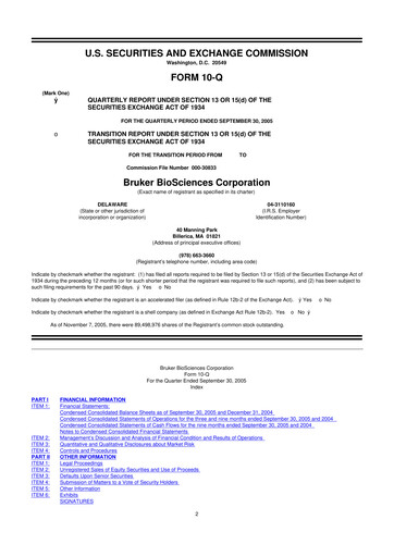 Thumbnail Bruker 10-Q Quarterly Report FY 