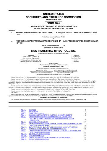 Thumbnail MSC Industrial Direct 10-K Annual Report 