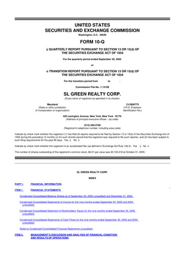 Thumbnail SL Green Realty
 10-Q Quarterly Report FY 