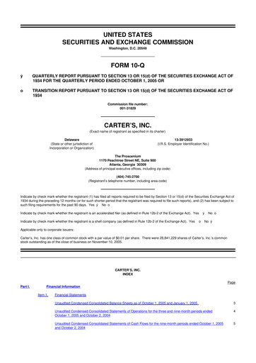 Vorschaubild Carter's 10-Q Quartalsbericht  
