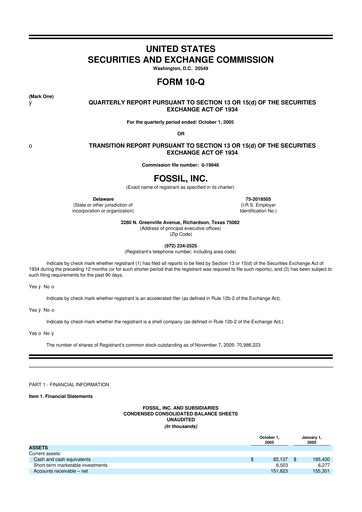 Thumbnail Fossil Group 10-Q Quarterly Report FY 