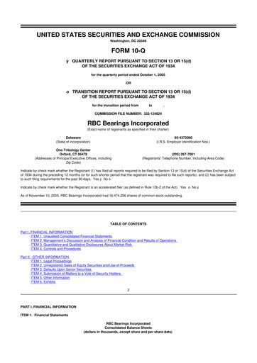 Thumbnail RBC Bearings 10-Q Quarterly Report FY 
