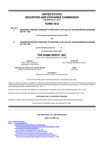 Vorschaubild Home Depot 10-Q Quartalsbericht  