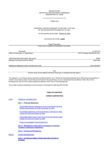 Miniature Target 10-Q Rapport trimestriel  