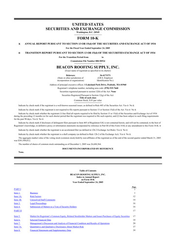 Miniature Beacon Roofing Supply 10-K Rapport annuel 