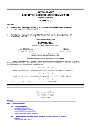 Miniature Copart
 10-Q Rapport trimestriel  