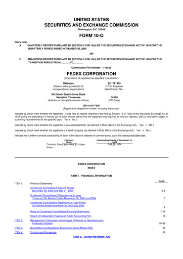 Thumbnail FedEx 10-Q Quarterly Report FY 