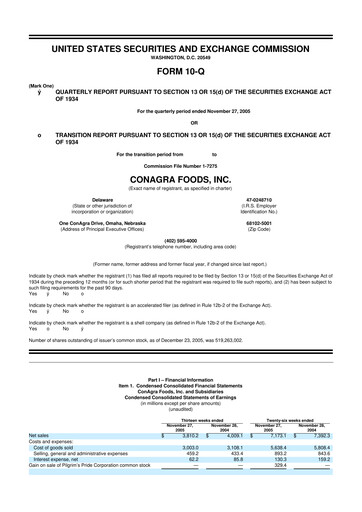 Thumbnail Conagra Brands
 10-Q Quarterly Report FY 