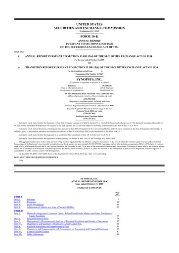 Thumbnail Synopsys 10-K Annual Report 