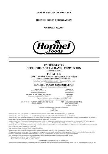 Thumbnail Hormel Foods 10-K Annual Report 