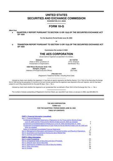 Miniature AES 10-Q Rapport trimestriel  