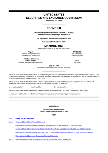 Thumbnail Maximus 10-Q Quarterly Report FY 