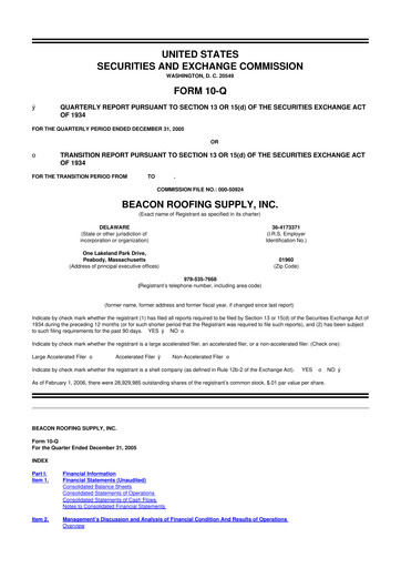 Vorschaubild Beacon Roofing Supply 10-Q Quartalsbericht  