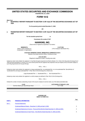 Thumbnail Hawkins 10-Q Quarterly Report FY 