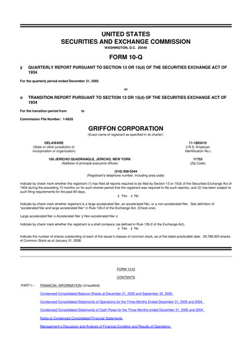 Thumbnail Griffon Corporation
 10-Q Quarterly Report FY 