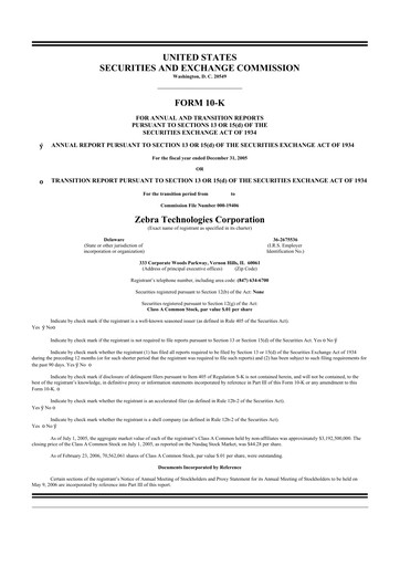 Thumbnail Zebra Technologies 10-K Annual Report 