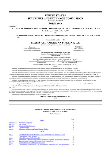 Miniature Plains All American Pipeline 10-K Rapport annuel 