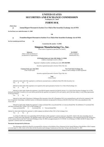 Thumbnail Simpson Manufacturing Company
 10-K Annual Report 
