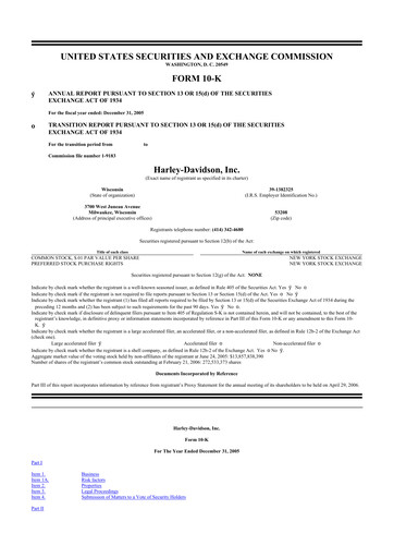 Thumbnail Harley-Davidson
 10-K Annual Report 