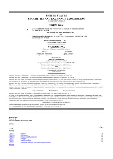 Miniature Yahoo Inc. 10-K Rapport annuel 