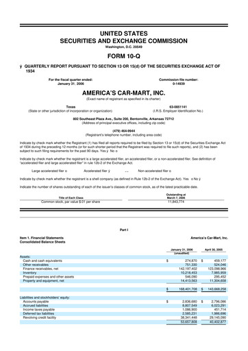Thumbnail America's Car-Mart 10-Q Quarterly Report FY 