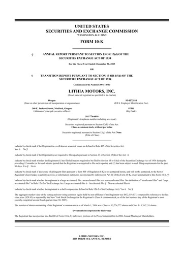 Thumbnail Lithia Motors 10-K Annual Report 