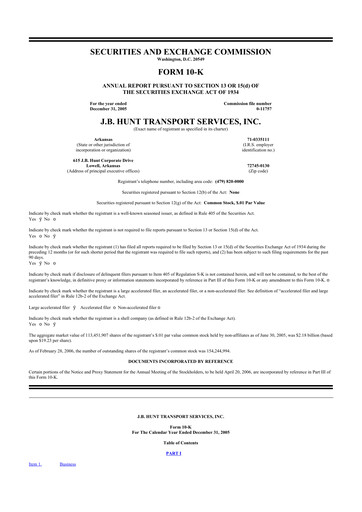 Thumbnail J. B. Hunt
 10-K Annual Report 