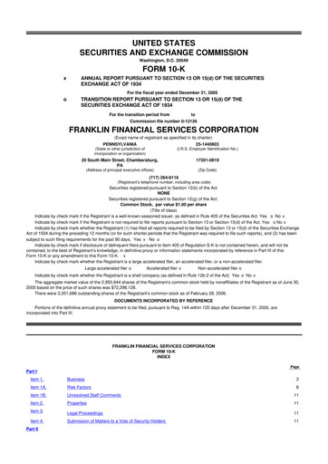 Thumbnail Franklin Financial Services Corporation 10-K Annual Report 