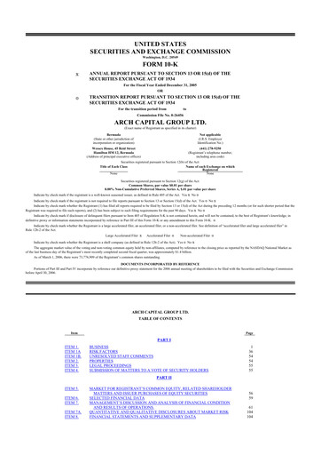 Miniature Arch Capital 10-K Rapport annuel 