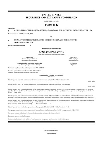 Thumbnail ACNB Corporation
 10-K Annual Report 