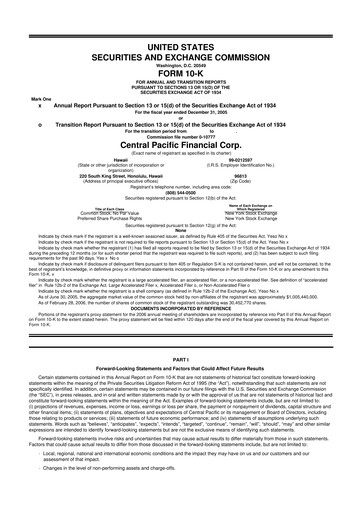 Thumbnail Central Pacific Financial 10-K Annual Report 