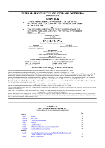 Thumbnail Carter's 10-K Annual Report 