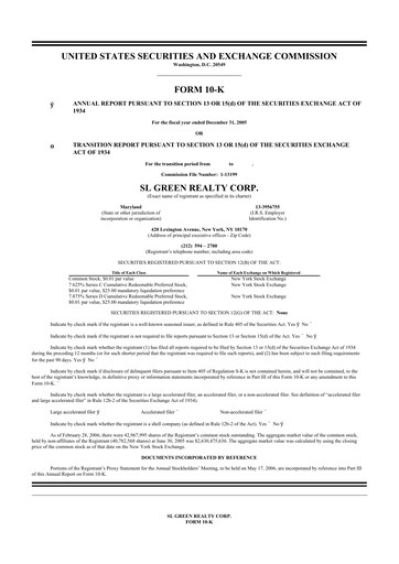 Miniature SL Green Realty
 10-K Rapport annuel 