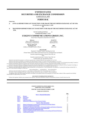 Thumbnail Cogent Communications
 10-K Annual Report 