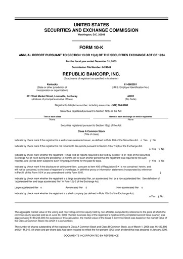 Thumbnail Republic Bank 10-K Annual Report 